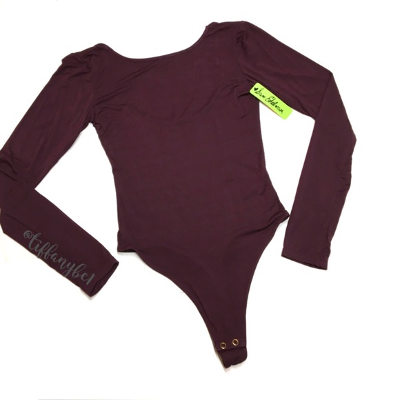 Sam Edelman Boat Neck Long Sleeve Bodysuit Prune - Picture 2 of 8